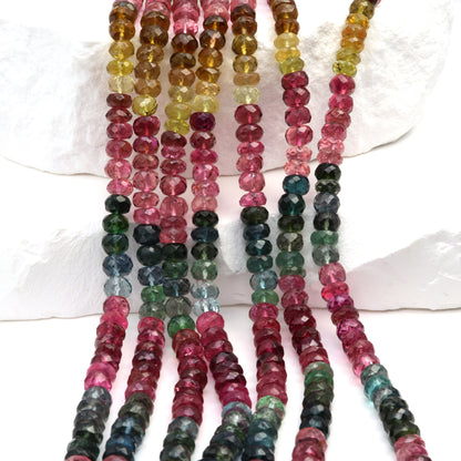 Watermelon Tourmaline 5mm Faceted Rondelles