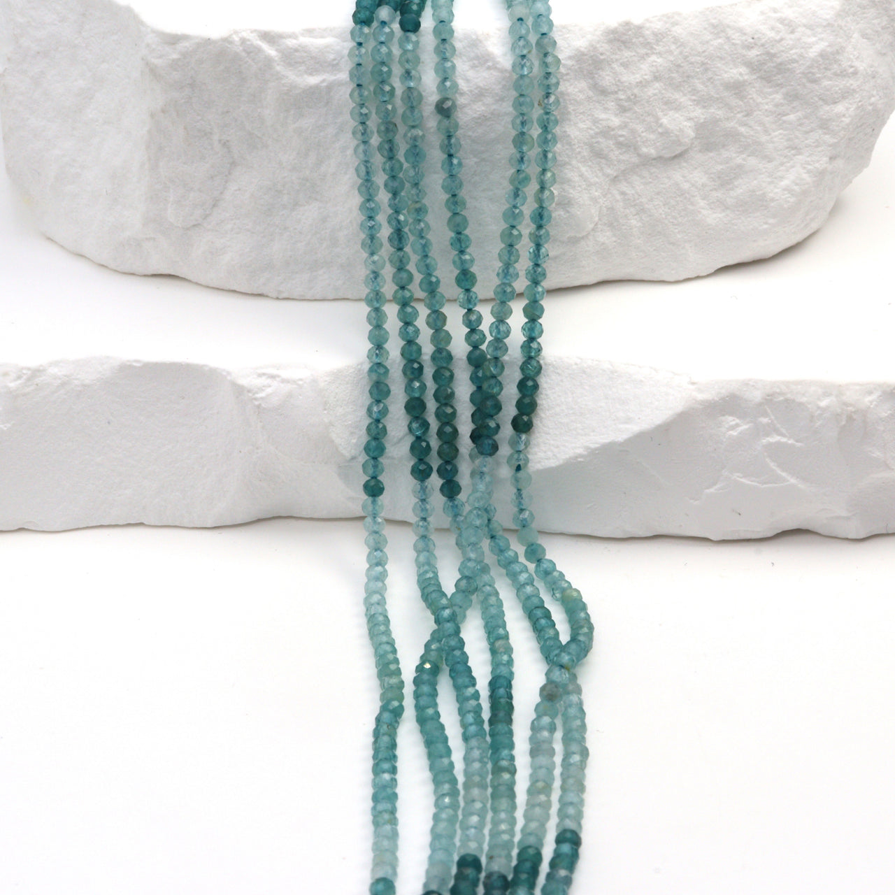 Ombre Blue Grandiderite 2mm Faceted Rondelles