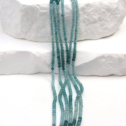 Ombre Blue Grandiderite 2mm Faceted Rondelles