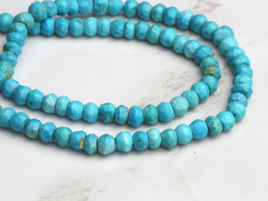 Blue Turquoise (R) 3.5mm Faceted Rondelles