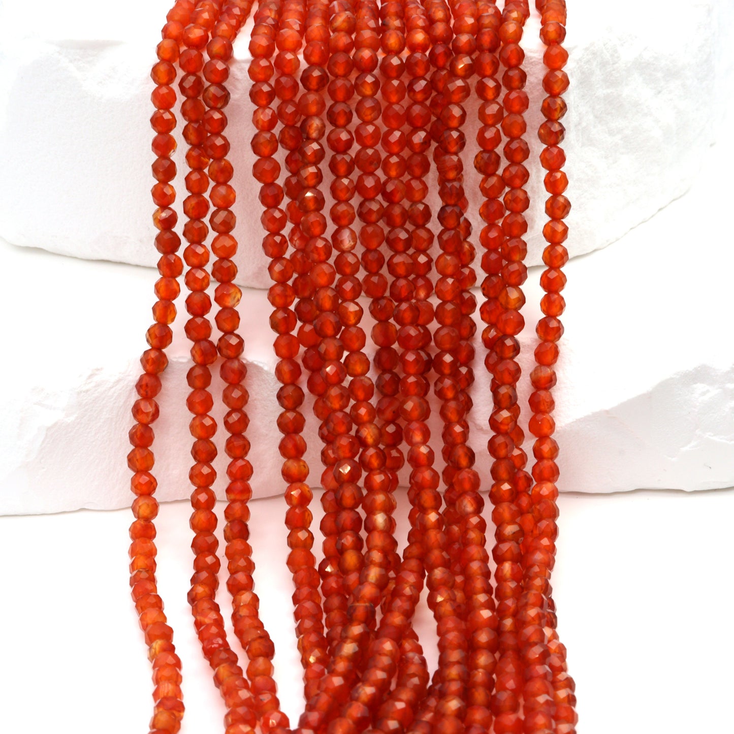 Red Carnelian 3mm Faceted Rounds