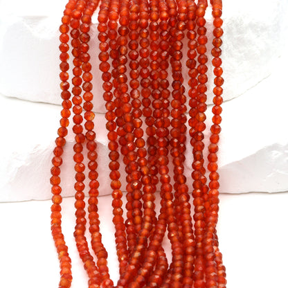 Red Carnelian 3mm Faceted Rounds
