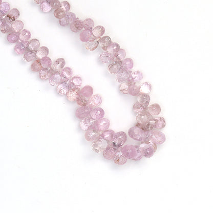 Light Pink Sapphire 4x2mm - 6x4mm Faceted Teardrop Briolettes Bead Strand