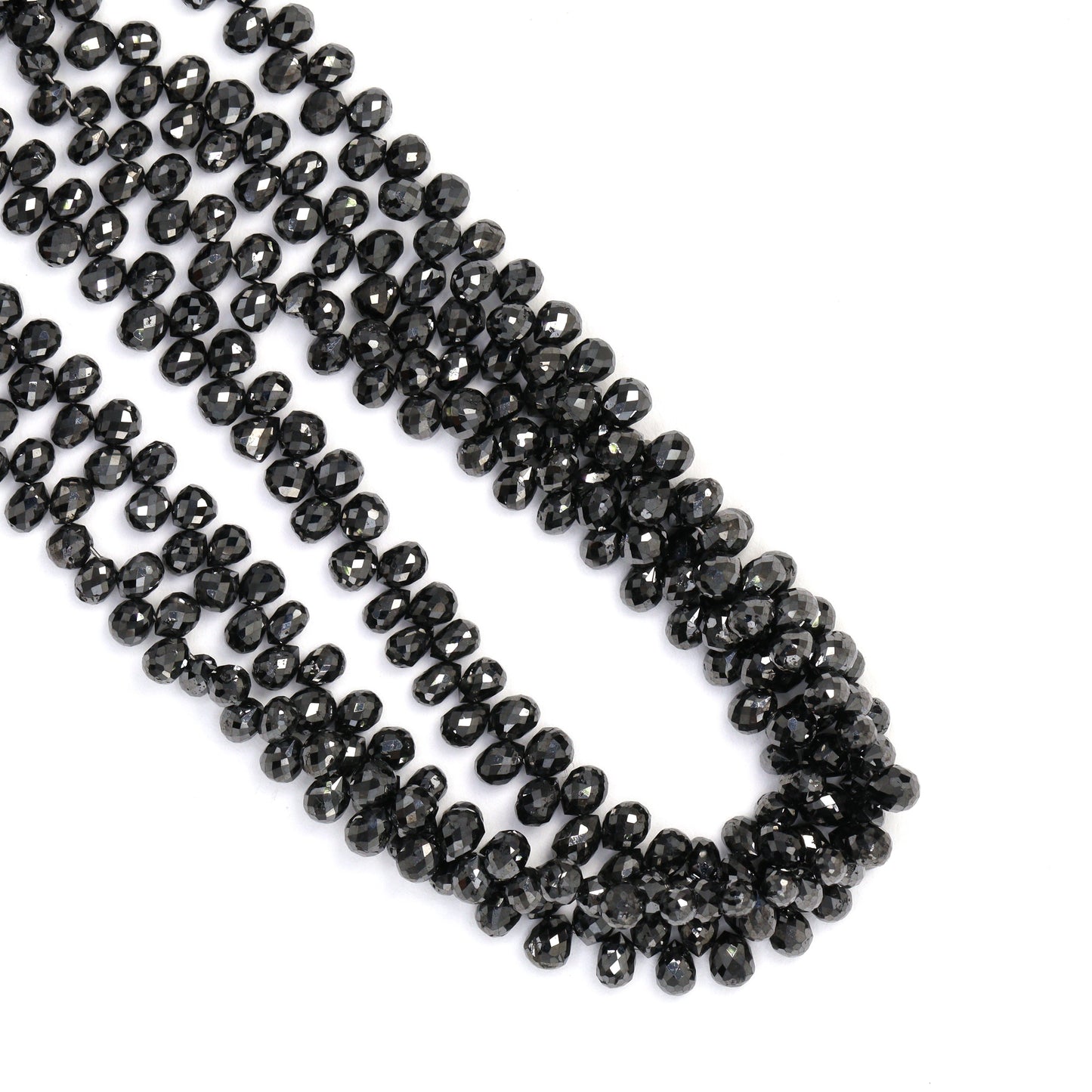 Black Diamond 4x2mm – 5x3mm Faceted Teardrop Briolettes Bead Strand