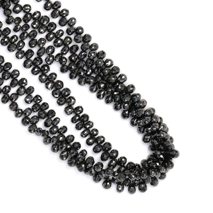 Black Diamond 4x2mm – 5x3mm Faceted Teardrop Briolettes Bead Strand