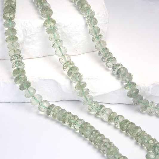 Green Amethyst 8mm Faceted Rondelles Bead Strand
