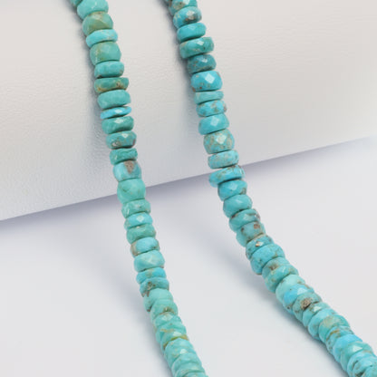 Natural Blue Turquoise 5mm Faceted Rondelles Bead Strand
