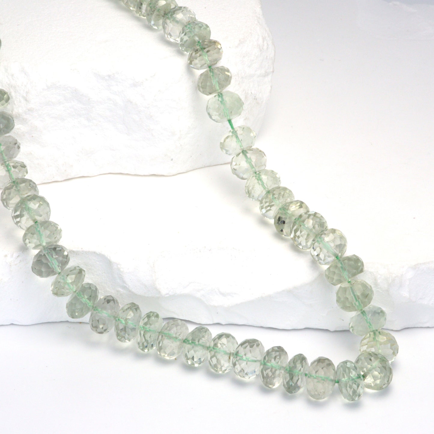 Green Amethyst 8mm Faceted Rondelles Bead Strand