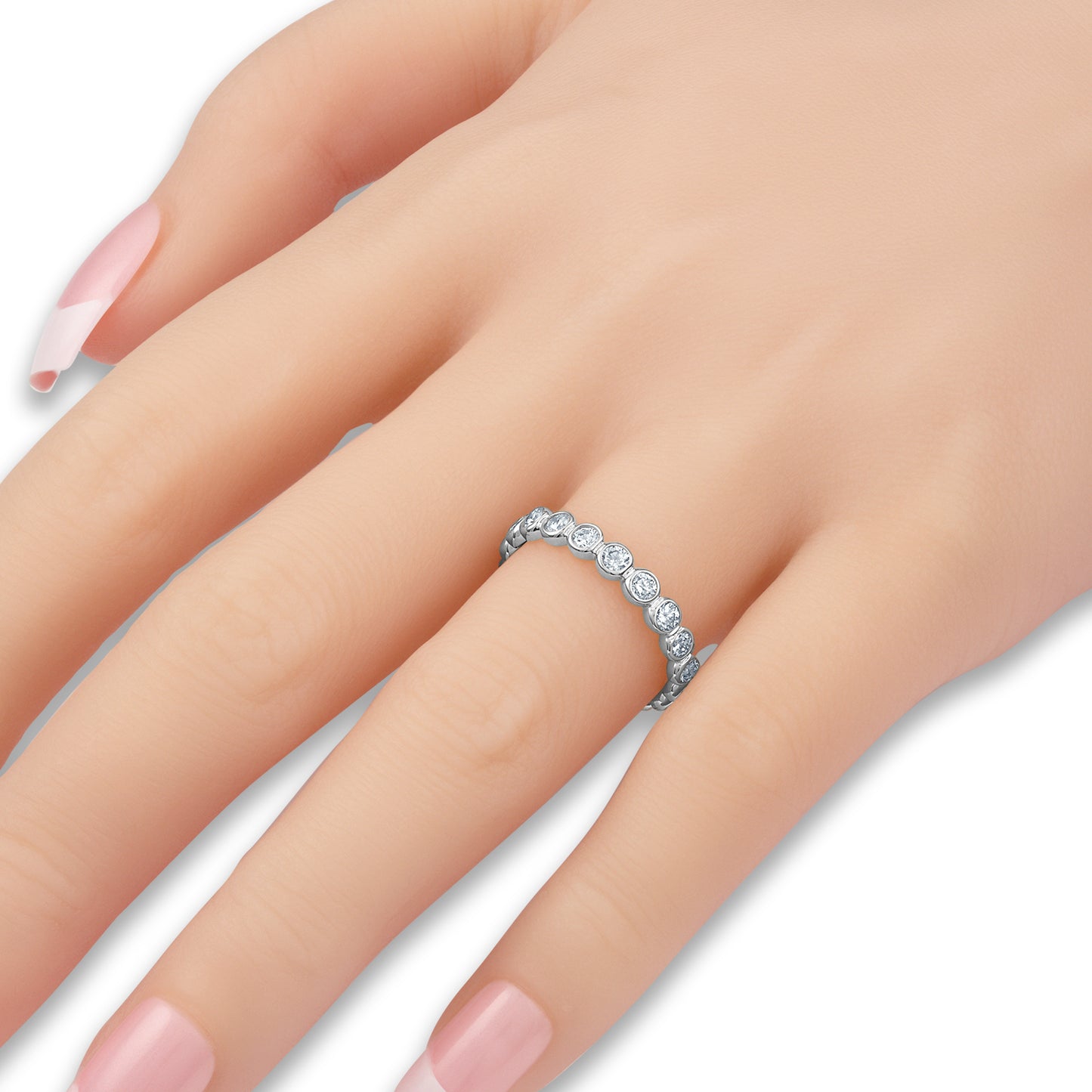 Bezel Set White Diamond Eternity Band