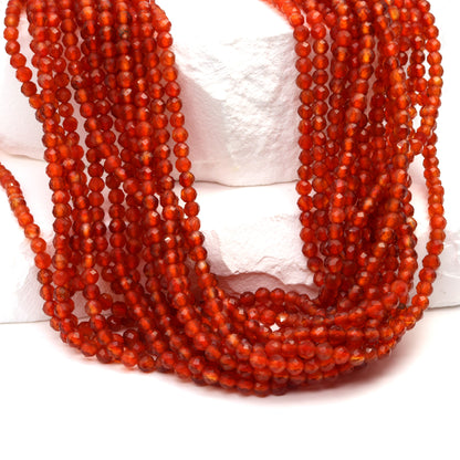 Red Carnelian 3mm Faceted Rounds