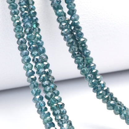 Blue Diamond 2.1mm - 2.8mm Hand Faceted Rondelles Bead Strand