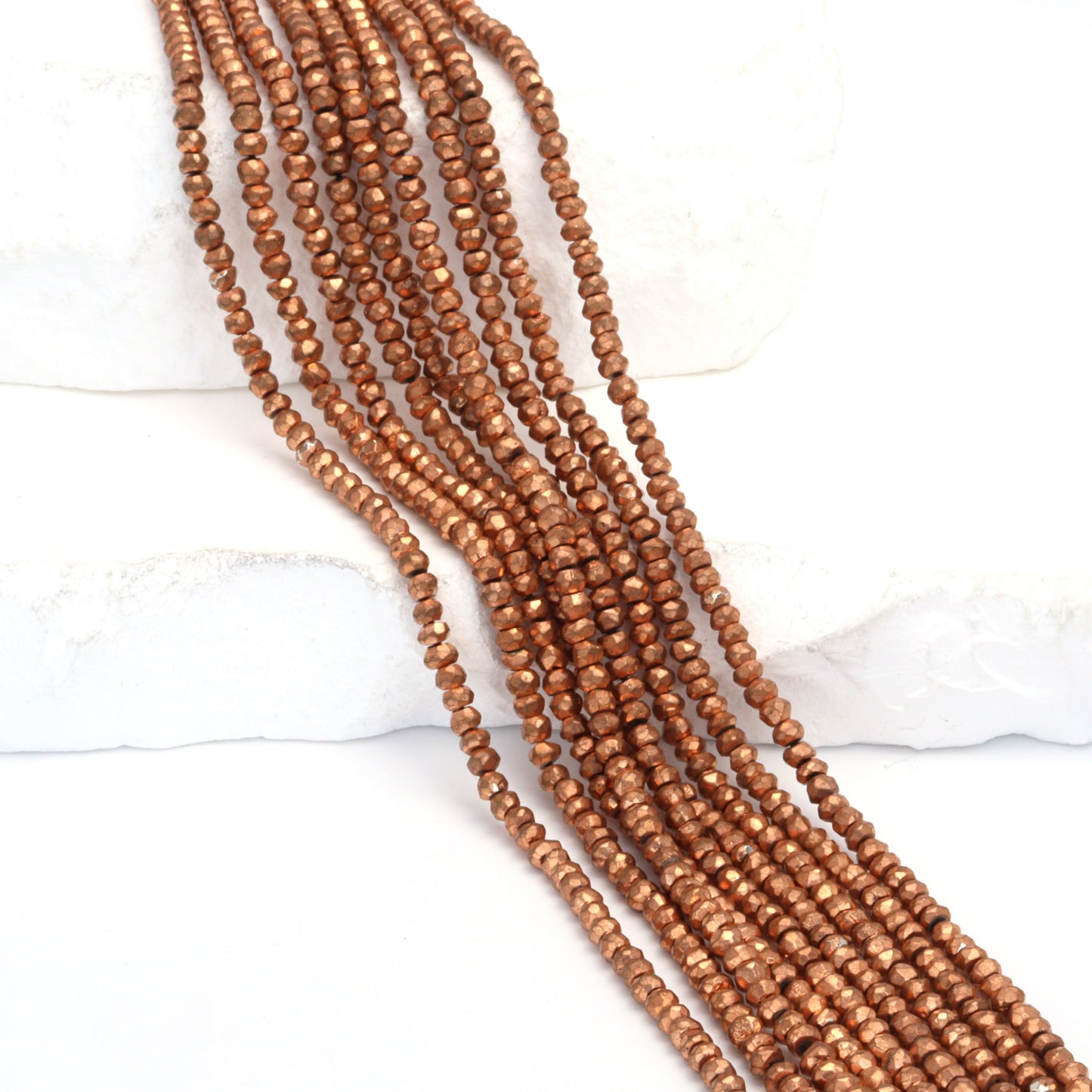 Rose Gold Plated Pyrite 2.5mm Faceted Rondelles