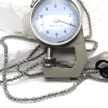 Blue Labradorite 3mm Faceted Rounds Bead Strand