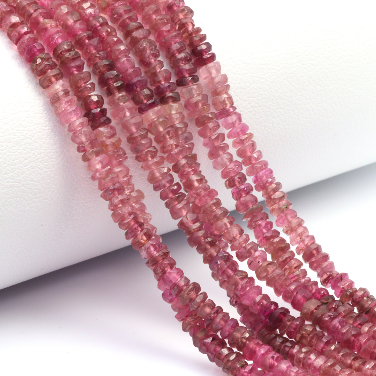 Ombre Pink Tourmaline 3.5mm Faceted Rondelles
