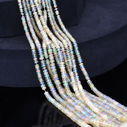 Yellow Ethiopian Opal 3mm - 4mm Smooth Rondelles Bead Strand