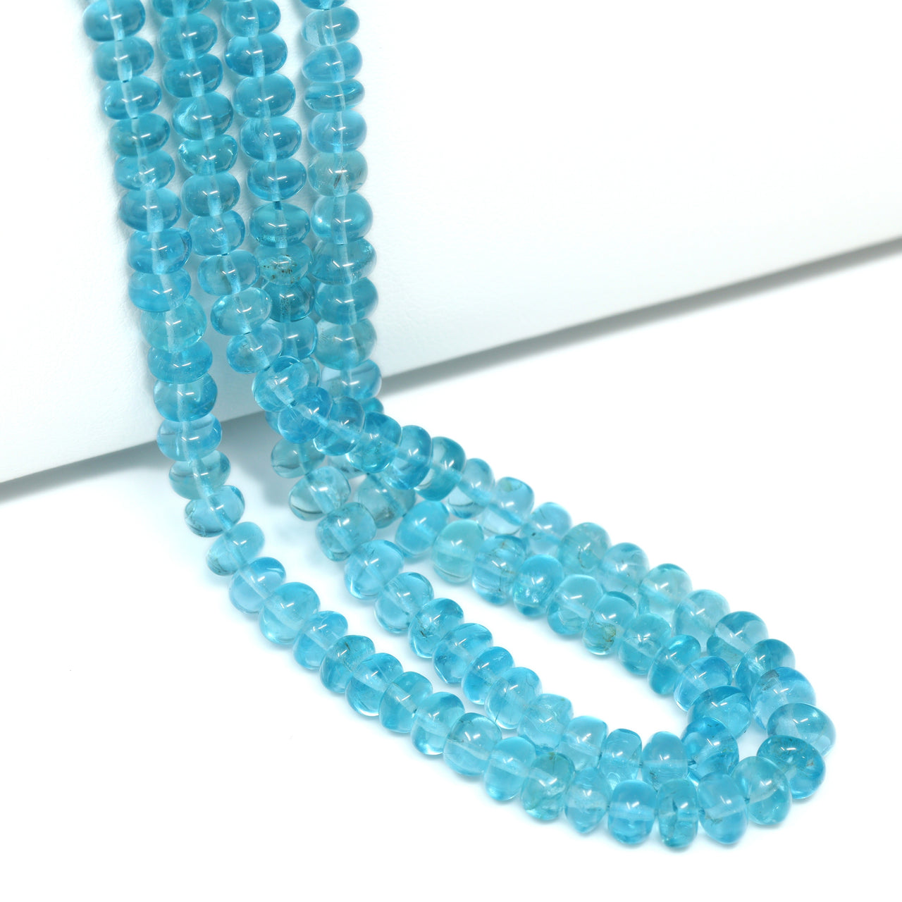 Sea Blue Apatite 4mm – 5mm Smooth Rondelles Bead Strand