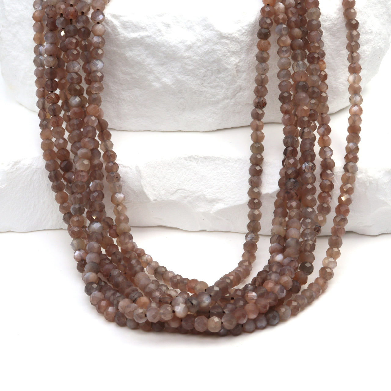 Chocolate Moonstone 3mm Faceted Rondelles Bead Strand