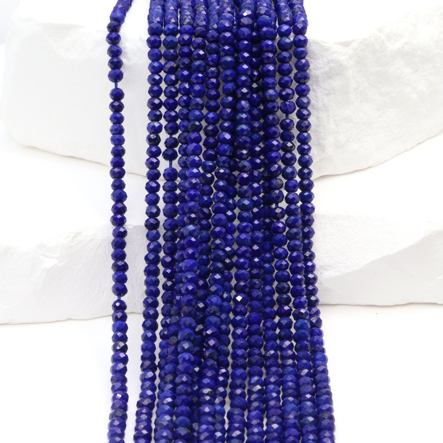 Royal Blue Lapis Lazuli 2.5mm Faceted Rondelles Bead Strand