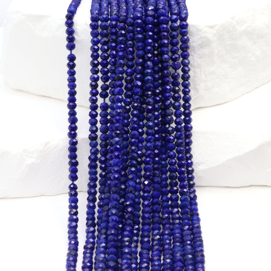 Royal Blue Lapis Lazuli 2.5mm Faceted Rondelles Bead Strand