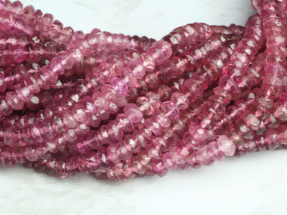 Ombre Pink Tourmaline 3mm Faceted Rondelles