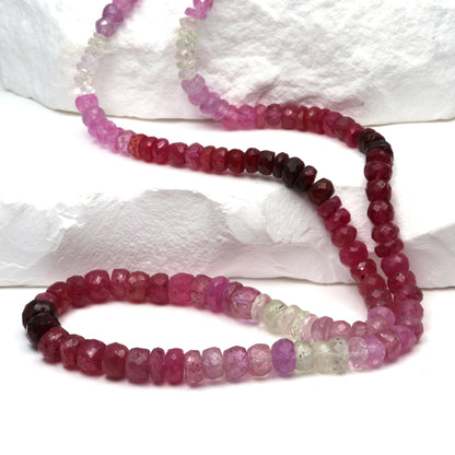 Ombre Red and Pink Ruby 4mm Faceted Rondelles