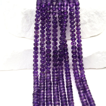 Amethyst 4mm Faceted Rondelles Bead Strand