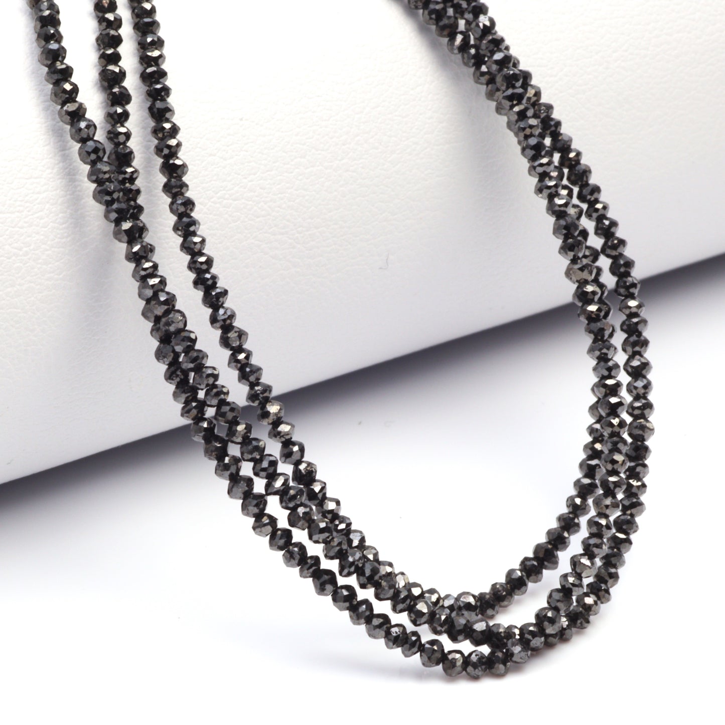 Black Diamond 1.5mm - 2.0mm Hand Faceted Rondelles Bead Strand