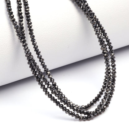 Black Diamond 1.5mm - 2.0mm Hand Faceted Rondelles Bead Strand