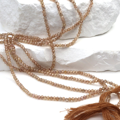 Natural Brown Zircon 2.5mm Faceted Rondelles