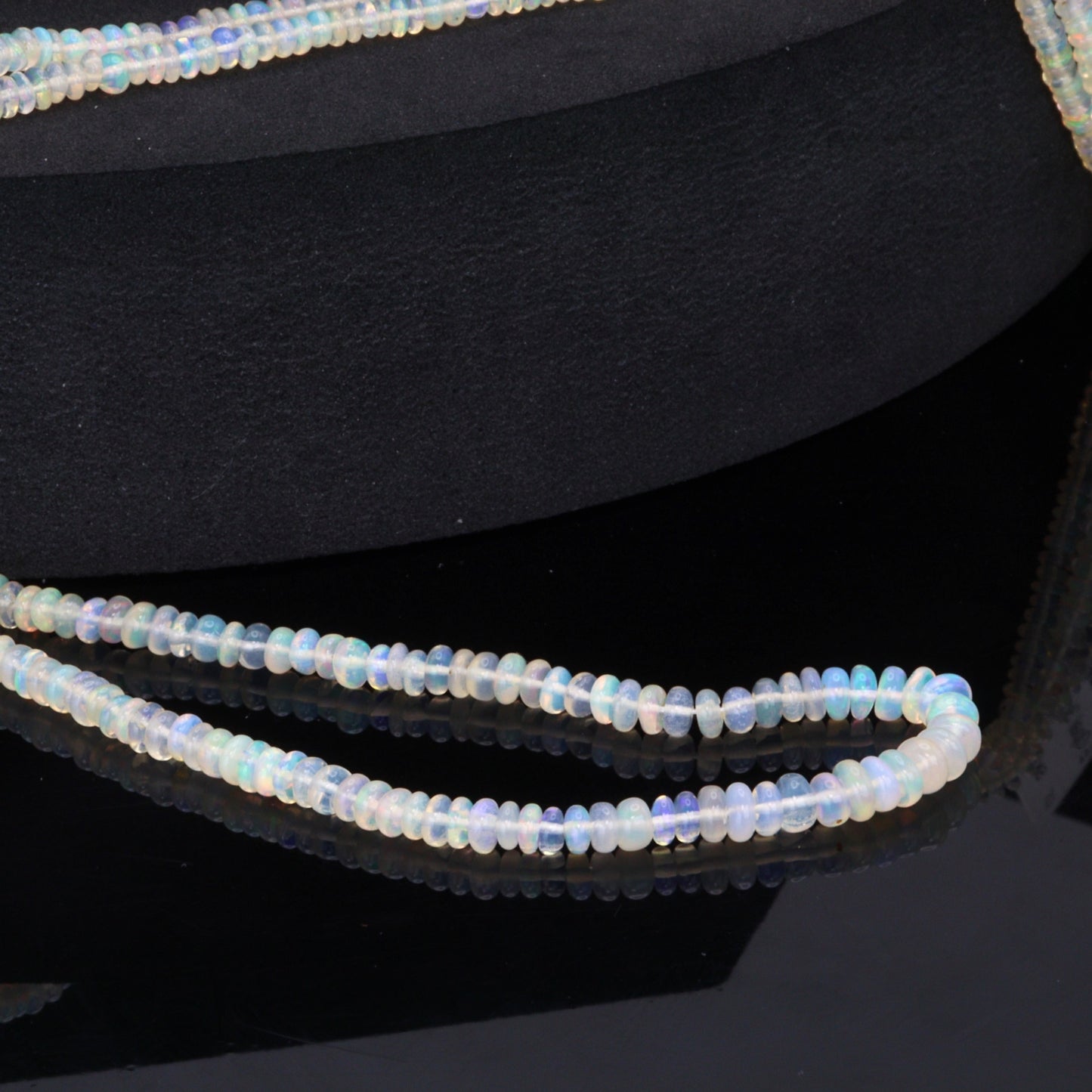 White Ethiopian Opal 3mm Smooth Rondelles Bead Strand