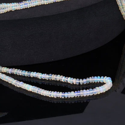 White Ethiopian Opal 3mm Smooth Rondelles Bead Strand