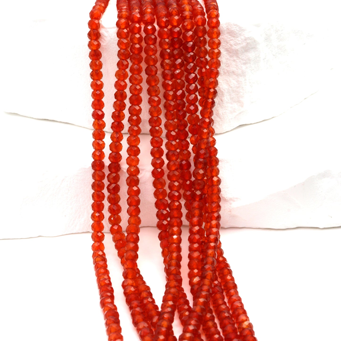 Orange Carnelian 3mm Faceted Rondelles Bead Strand