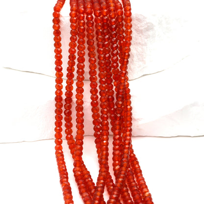 Orange Carnelian 3mm Faceted Rondelles Bead Strand