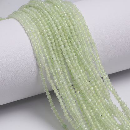 Green Prehnite 2mm Faceted Rounds