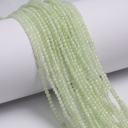 Green Prehnite 2mm Faceted Rounds