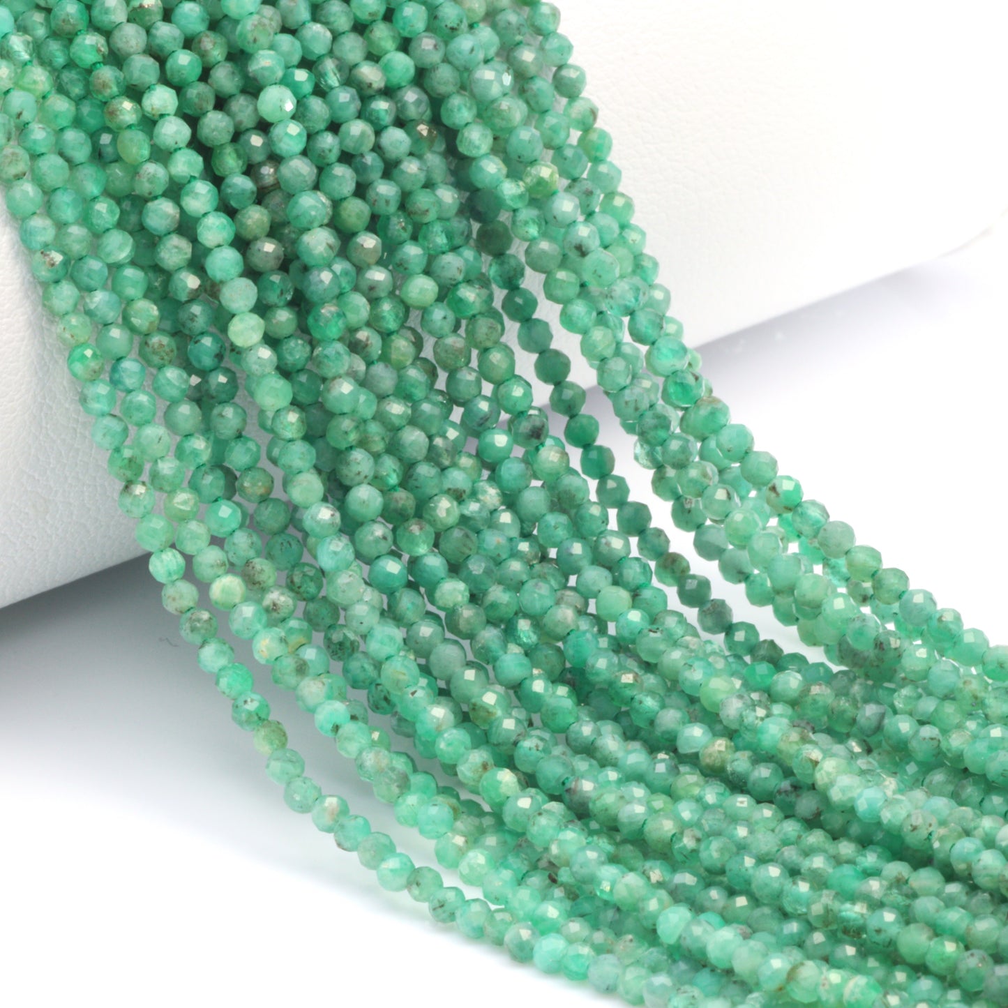 Sakoda Emerald 2mm Faceted Rounds Bead Strand