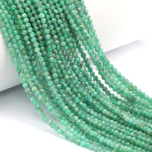 Sakoda Emerald 2mm Faceted Rounds Bead Strand