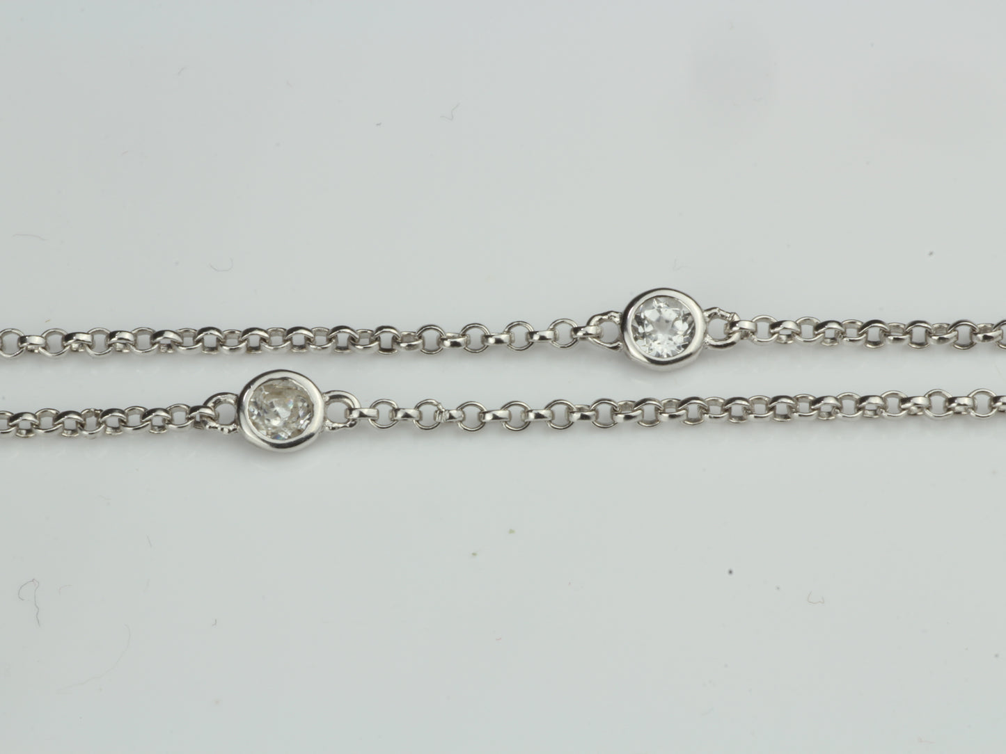 By the Yard Station Necklace with Floating Bezel White Topaz Sterling Silver 36 inch