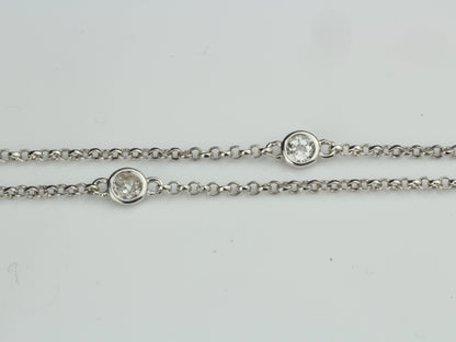By the Yard Station Necklace with Floating Bezel White Topaz Sterling Silver 36 inch