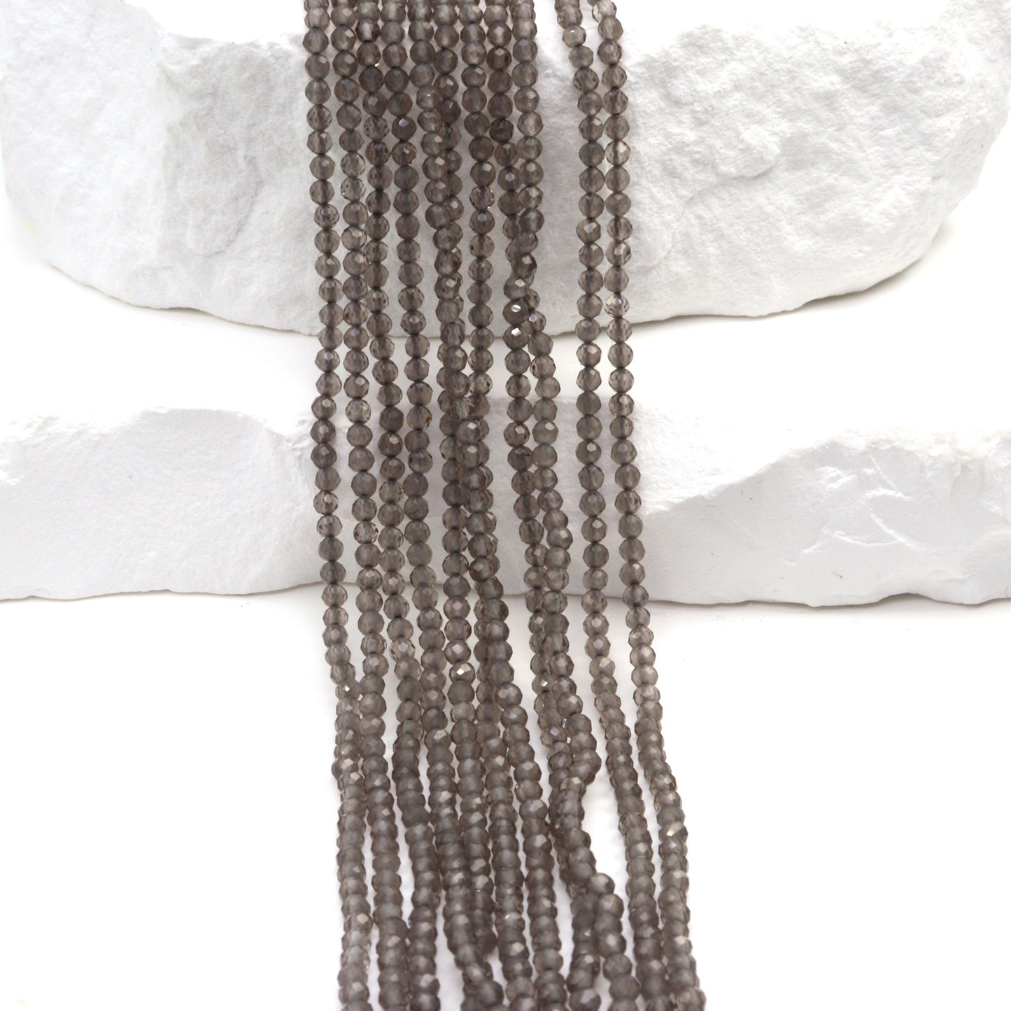 Gray Agate 2mm Faceted Rounds