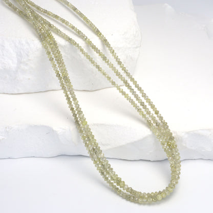 Taupe Diamond 2.1mm - 2.5mm Hand Faceted Rondelles Bead Strand