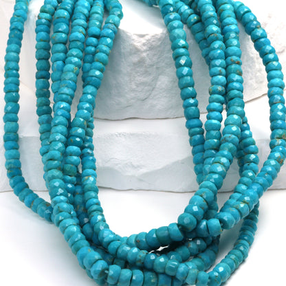 Natural Blue-Green Turquoise 4.5mm Faceted Rondelles Bead Strand