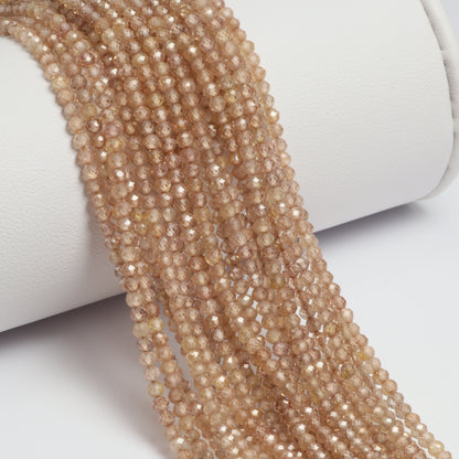 Natural Brown Zircon 2.5mm Faceted Rondelles