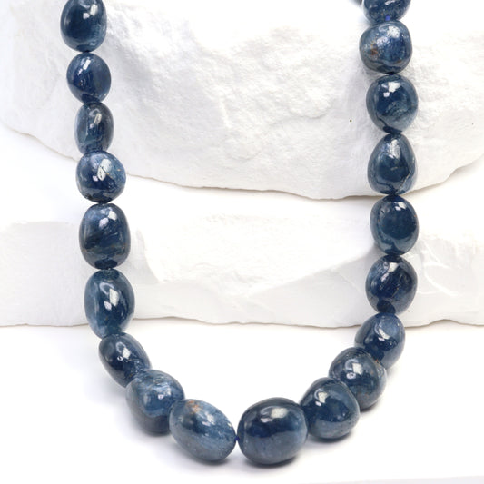 Blue Sapphire 6x8mm - 8x10mm Smooth Ovals Bead Strand