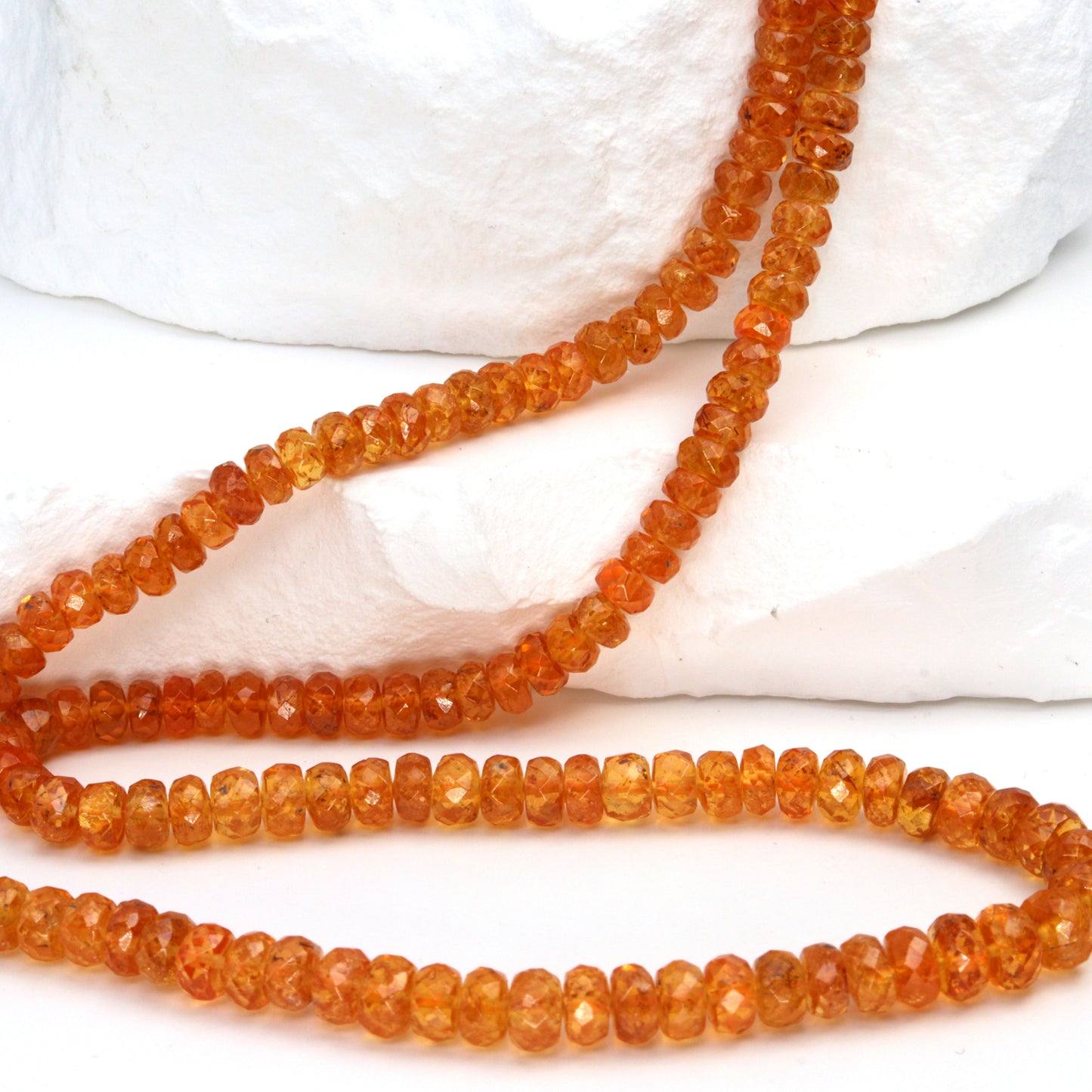 Spessartite Garnet 4mm - 5mm Hand Faceted Rondelles Bead Strand