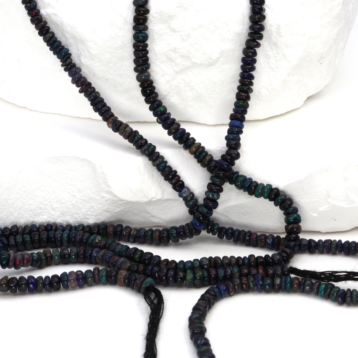 Black Ethiopian Opal 3mm Smooth Rondelles