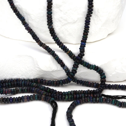 Black Ethiopian Opal 3mm Smooth Rondelles