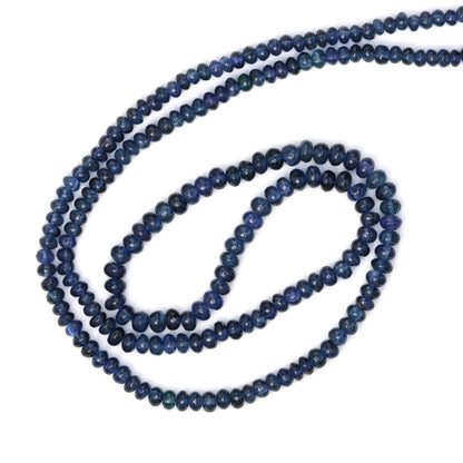 Dark Navy Blue Sapphire 2.5mm - 3.5mm Smooth Rondelles Bead Strand