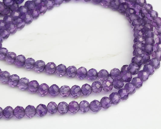 Purple Amethyst 3mm Faceted Rounds