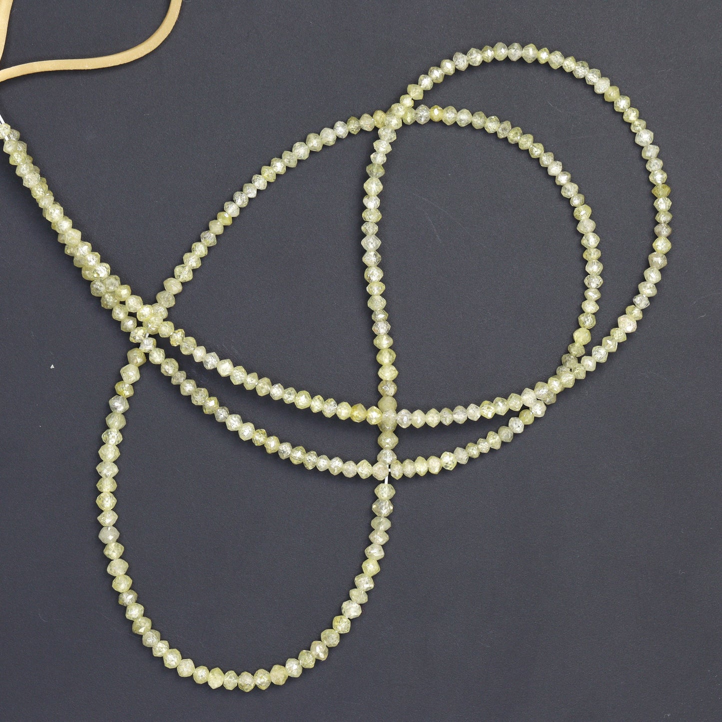 Champagne Diamond 2mm - 2.2mm Hand Faceted Rondelles Bead Strand